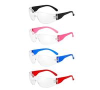 YenMzx Kids Safety Goggles, Safety Glasses 4-Pack, Protective Glasses for Science Lab Activities and Outdoor Sports, Adjustable Fit for Various Face Shapes, Black Red Blue Pink Colour Options