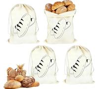YenMzx Linen Bread Bags, Bread Storage and Fresh Storage for Daily Use, Bread Bag for Keeping Bread and Food, Pack of 4 Bread Bags, Linen, 30 x 40 cm, Reusable