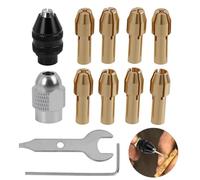YENOVO 10 Pcs Drill Chuck Collet Set Compatible with Dremel Rotary Tools, 0.5-3.2mm Quick Change Keyless Chuck Adapter Kit with All-Metal Nut & 4485 Brass Collets