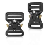 YENOVO 2 Pcs Metal Tactical Buckles, Quick Release Adjustable Belt Buckle Clips for Dog Collar, Keychain, Backpack, Belt, Black, 1"(2Pcs)