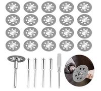 YENOVO 25 Pcs Diamond Cutting Wheel Set Compatible with Dremel Rotary Tool, 22mm Cut-Off Discs with 4 Pcs 402 Mandrel (3mm Shank) & Screwdriver, Durable Saw Blades for Metal Glass Stone Cutting