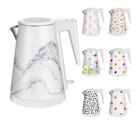 YENTEN One-Touch Electric Kettle, 1.2L Stainless Steel Personalization Kettle Electric with Auto Shut-Off, BPA-Free & Fast Boil Technology (White Marble)