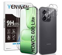 Yenwen 2 Pieces Screen Protector for Honor 600 Lite 5G with 2 Pieces Camera Lens Protector, Ultra HD Tempered Glass, 9H Hardness, Anti-Scratch, Bubble Free