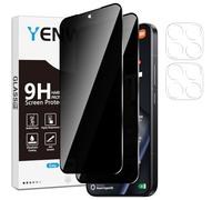Yenwen Privacy Screen Protector for Xiaomi 15T 5G / 15T Pro for Tempered Glass, 2 Pieces Privacy Screen and 2 Pieces Camera Protection, 9H Hardness Privacy Screen Protector Film Anti Spy Privacy