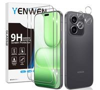Yenwen Screen Protector for Honor 600 Lite 5G, 2 Pack of Tempered Glass with 2 Camera Protection, 9H Hardness Protective Glass Phone Film HD Clear