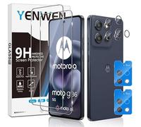 Yenwen Screen Protector for Motorola Moto G86 5G, 2 Pack of Tempered Glass with 2 Camera Protection, 9H Hardness Protective Glass Mobile Phone Film HD Clear