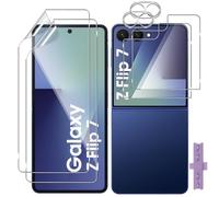 Yenwen Screen Protector for Samsung Galaxy Z Flip 7 5G, Pack of 2 for Tempered Glass + 2 Pieces Protective Film Soft TPU Inner + 2 Pieces Camera Protection Glass, 9H Hardness Protective Glass HD Clear