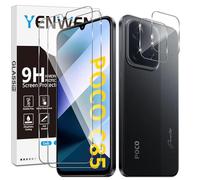 Yenwen Screen Protector for Xiaomi POCO C85, 2 Pieces Tempered Glass with 2 Pieces Camera Lens Protector, 9H Hardness Ultra Resistant Tempered Glass