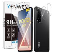Yenwen Screen Protector for Xiaomi Poco M7 4G for Tempered Glass, Pack of 2 Screen Protectors with 2 Camera Protection, 9H Hardness Protective Glass Mobile Phone Film HD Clear Tempered Glass