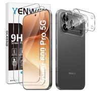 Yenwen Tempered Glass for Honor 600 Pro 5G, 2 Pieces Screen Protector Film and 2 Pieces Rear Camera Protector, 2.5D Screen Protector, Anti Scratch, 9H Glass HD Hardness, Bubble-Free