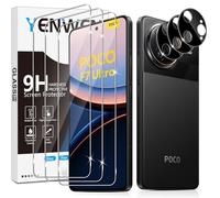 Yenwen Tempered Glass for Xiaomi Mi Poco F7 Ultra 5G, 3 Pieces Screen Protector Film and 3 Pieces Rear Camera Protector, Anti Scratch, 9H Hardness Glass, Bubble-Free