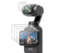 Yenwen Tempered Glass Screen Protector for DJI Osmo Pocket 4, Pack of 3 Screen Protectors with 3 Camera Protection Glass, 9H Hardness Protective Glass Mobile Phone Film, HD Clear Tempered Glass