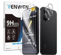 Yenwen Tempered Glass Screen Protector for Xiaomi Poco X8 Pro Max, Pack of 2 Screen Protectors with 2 Camera Protection Glass, 9H Hardness Protective Glass Mobile Phone Film, HD Clear Tempered Glass