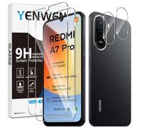 Yenwen Tempered Glass Screen Protector for Xiaomi Redmi A7 Pro 4G, Pack of 2 Screen Protectors with 2 Camera Protection Glass, 9H Hardness Protective Glass Mobile Phone Film HD Clear Tempered Glass