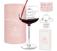 YeohJoy 40th Birthday Gifts for Women,Vintage 1986 Platinum Print Wine Glass, 40th Birthday Decorations for Women, Happy 40 Year Old Gift Ideas for Her, Wife, Friends - 16Oz Wine Glass