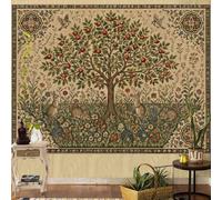 Yeoiat Tapestry Medieval Apple Tree Tapestries Vintage Botanical Wall Tapestry Antique Secret Garden Wall Hanging with Rabbits and Birds 90"x70"