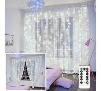 YEOLEH String Lights Curtain,USB Powered Fairy Lights for Bedroom Wall Party,8 Modes & IP64 Waterproof Ideal for Outdoor Wedding Decor (White,7.9Ft x 5.9Ft)