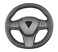 Yeolpise Hand Sewn Steering Wheel Cover,Fit for Tesla Model 3 2017-2023/Model Y 2020-2023,Non-Slip Breathable Microfiber Leather Steering Wheel Cover On Wrap Car Interior Accessories