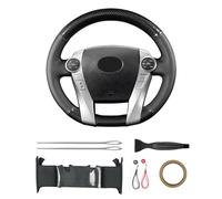 Yeolpise Hand-Stitch Steering Wheel Cover with Microfiber Leather & Carbon Fiber Leather Fit for Toyota Prius V 2012 2015/Prius C 2012 2015 2017/Prius 2010 2012/Prius Plus Prius Plug-in Hybrid 2013