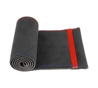 Yeolpise Suede Steering Wheel Cover, Universal 15 Inch Steering Wheel Cover Stitch on Wrap with Red Regression Sign,Soft Comfortable Genuine Leather Steering Wheel Sewing Kit-Black