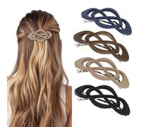 Yeomju Women's Hair Clips with Cross Design, French Large Hair Clip, Durable and Versatile for Various Hairstyles, Set of 4 in Elegant Colours
