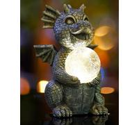 Yeomoo Dragon Statue Garden Ornaments Outdoor Decor - Dragons Figurine with Solar Ball Lights Drachenlampe Gifts for Women Men Mum Birthday Gift Balcony Patio Decor Garden Accessories Room Decorations
