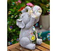 Yeomoo Elephant Statue with Solar Bubble Garden Ornaments - Outdoor Waterproof Sculpture with Butterfly Lights Yard Balcony Lawn Porch Decor - Gifts for Women Mum Birthday Gifts