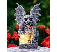 Yeomoo Gargoyle Garden Ornaments with Solar Ball Lights - Outdoor Gothic Dragon Statue for Lawn Porch Yard Balcony - Unique Gifts for Men Women Mum