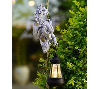 Yeomoo Solar Dragon Garden Ornaments Outdoor - Resin Hanging Climbing Statue with Lantern Lights for Yard Porch Lawn Wall Tree Decor - Birthday Gifts for Women Men Mum