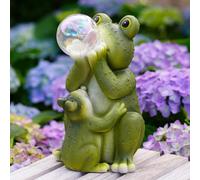 Yeomoo Solar Frog Statue with Bubble Ball Lights - Outdoor Garden Ornaments with Baby for Patio Yard Lawn Balcony - Gifts for Mum Women Birthday Gifts