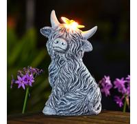 Yeomoo Solar Highland Cow Garden Ornaments with Butterfly Lights Grey