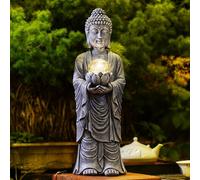 Yeomoo Solar Meditation Buddha Statue - Indoor/Outdoor Zen Garden Ornaments with LED Crackle Lights, Large Feng Shui Decor for Yard Porch Room - Gifts for Women Men (46CM)