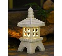 Yeomoo Solar Pagoda Garden Ornaments with LED Lights - Stone Japanese & ASian Decor Waterproof Zen Garden Statue for Lawn Patio Yard Resin Tower - Unique Gifts for Women Men 40CM