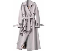 Yeooa Women's Windbreaker Spring and Autumn Jacket Double -Breasted Casual Coat Long Lapel Solid Color Coat Business Leisure Fashion Trench Coat (White,M)