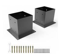 YEOOE 6x6 Post Base, Deck Post Brackets Powder Coated, Inner Size 5.6"x5.6", Heavy Duty Carbon Steel Fence Post Anchor Base for Deck Porch Railing Mailbox Fence Pergola Support (2 Pack)