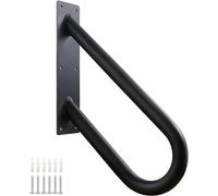 YEOOE Handrails for Outdoor Steps Wall Mount, Railings for 1-2 Steps, U-Shaped Handrail with Matte Black Finished, Stair Handrails for Garage, Porch, Yard and Garden (18" Length, 1.25" Pipe)