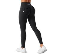 YEOREO CoreFlex Women's Sports Leggings with Pockets Gym Leggings High Waist Butt Lifting Workout Yoga Fitness Leggings Seamless Push Up Opaque Leggings, black, S