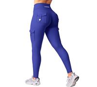 YEOREO CoreFlex Women's Sports Leggings with Pockets Invisible Scrunch Butt Gym Leggings High Waist Boom Booty Seamless Push Up Opaque Yoga Sports Leggings, royal, XS
