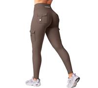 YEOREO CoreFlex Women's Sports Leggings with Pockets Invisible Scrunch Butt Gym Leggings High Waist Boom Booty Seamless Push Up Opaque Yoga Sports Leggings, coffee, XL