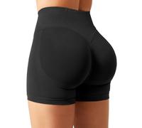 YEOREO SoftHue Women's Sports Shorts Invisible Scrunch Butt Lifting Gym Workout Shorts 4.5 Inch Seamless Short Leggings Women's Push Up Booty Biker Shorts, black, L