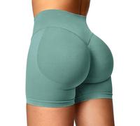 YEOREO Women Sport Shorts Workout Impact Shorts Hidden Scrunch Butt Lifting 4.5" Seamless Shorts Gym Shorts Seamless Booty Biker Shorts Light Green M