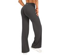 YEOREO Women Straight Leggings Hidden Scrunch Wide Leg Dark Gray