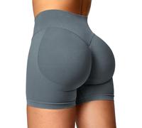 YEOREO Women's Dark Grey Low Rise Yoga, Running, Gym Workouts 4.5" Seamless Booty Lifting Shorts L