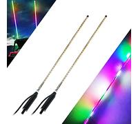 YEORO 2pcs LED Whip Lights,RGB Double LED Strips 270° Auto Strobe LED Antenna Lights Waterproof for UTV,ATV. (2.4 FT)