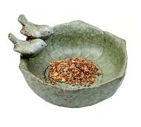 Yeory Bird Bath Bowl Vintage Ceramic Anti-upset Bird Feeder Ornament for Outdoor Garden Yard Table Decor, Bath for Outside
