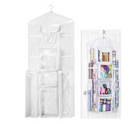 Yeory Christmas Wrapping Paper Organizer 37.40x5.51 Inch Large Capacity Wall Hanging Double-Sided Transparent with 10 Pockets Space-saving Rear Door Gift Storage Bag with Zipper souvenir containers