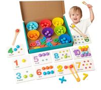 Yeory Counting Toys for Toddlers 1-3, Digital Learning Montessori Toys with Beads, Chopsticks & Spoons, Educational Math Game for Kids, Kids