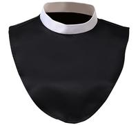 Yeory Detachable Collar, 15x11 Inch Soft Comfortable Priest Collar, Unisex Clergy Clerical Collar with Insert, Washable Dickey Collar Black, Dickey Collar for Costumes, Church, Choir