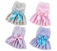 Yeory Dog Dress, 4Pcs Puppy Skirt, Dog Princess Dresses, Small Dog Clothes with Bow Tie, Dot Wedding Lace Dress, Puppy Clothes
