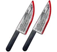Yeory Fake Knife 2Pcs Bloody Plastic Prop Knife 15x3 Inch Halloween Props for Home Haunted House Costume Accessories, Plastic Knives